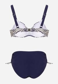 Born2be - Granatowe Bikini Biustonosz z Ozdobnym Wiązaniem i Figi ze Ściągaczami Miraleh. Kolor: niebieski #5