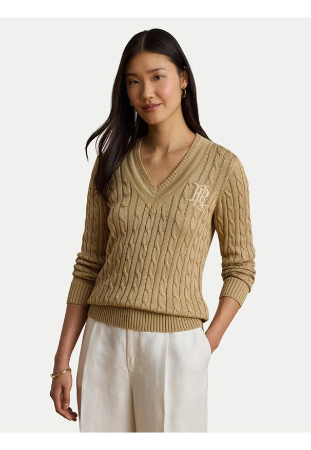 Lauren Ralph Lauren - LAUREN RALPH LAUREN Sweter Meren 200888795013 Beżowy Regular Fit. Kolor: beżowy. Materiał: bawełna