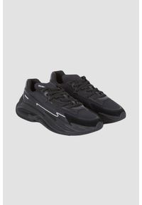 Balmain - BALMAIN Czarne sneakersy Run-row-leather & Nylon. Kolor: czarny. Materiał: nylon. Sport: bieganie #4