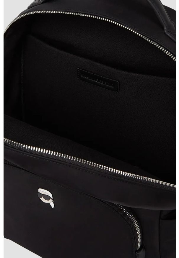 Karl Lagerfeld - KARL LAGERFELD Czarny plecak damski Ikon Nylon. Kolor: czarny. Materiał: nylon. Wzór: aplikacja. Styl: casual, elegancki