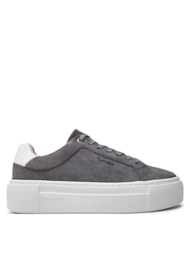 Calvin Klein Sneakersy Flatform Cup Lace Up W/Ml HW0HW02282 Szary. Kolor: szary. Materiał: zamsz, skóra