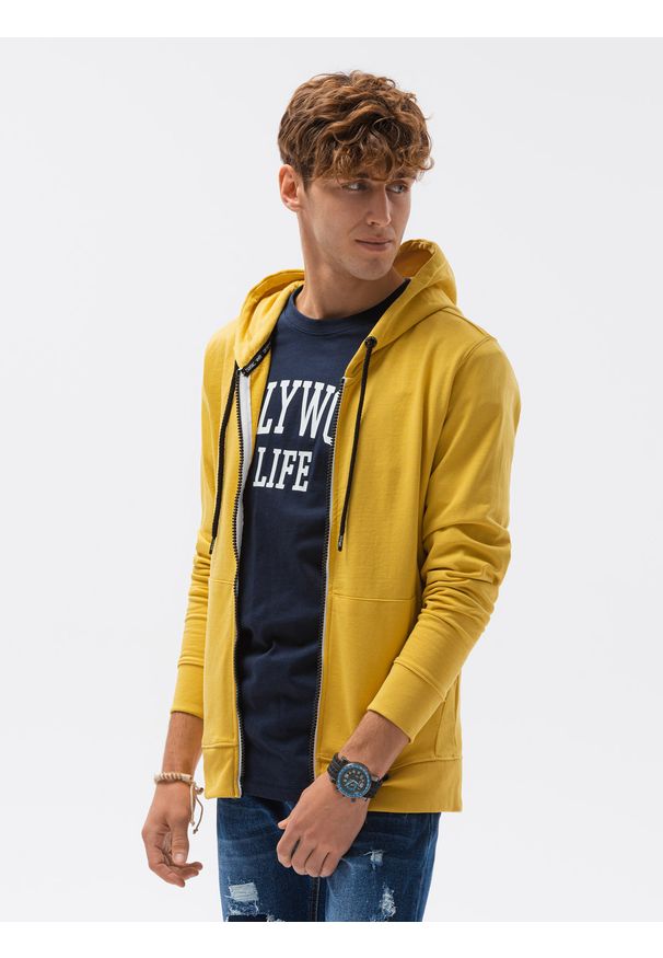 Żółta bluza Ombre Clothing z kapturem