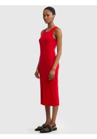 Big-Star - Sukienka damska midi czerwona Maxinassara 603. Kolor: czerwony. Długość rękawa: na ramiączkach. Długość: midi
