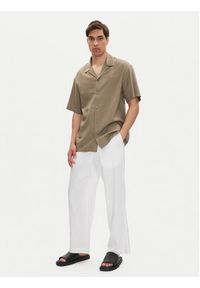 Emporio Armani Koszula EM000593 AF12356 U6189 Brązowy Regular Fit. Kolor: brązowy. Materiał: len #5