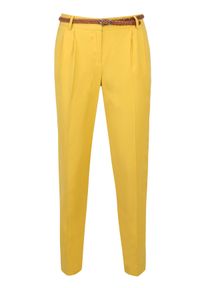 TOP SECRET - Spodnie z paskiem. Stan: podwyższony. Kolor: żółty. Sezon: wiosna, lato. Styl: elegancki #3