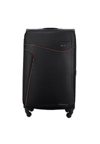 Średnia walizka miękka M Solier STL1651 czarno-brązowa. Kolor: brązowy, wielokolorowy, czarny. Materiał: materiał