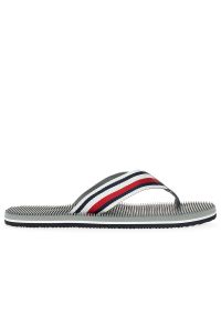 TOMMY HILFIGER - Japonki Tommy Hilfiger Massage Footbed Oly Beach Sandal FM0FM05025-PRT - szare. Kolor: szary. Materiał: tkanina. Wzór: paski. Sezon: lato. Styl: sportowy, wakacyjny