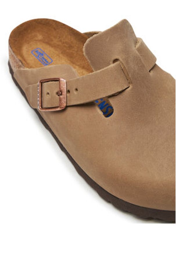 Birkenstock Klapki Boston zamsz 1019484 Brązowy. Kolor: brązowy. Materiał: skóra