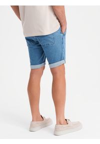 Ombre Clothing - Jeansowe szorty męskie z podwinięta nogawką - jasnoniebieskie V1 OM-SRDS-0161 - XXL. Kolor: niebieski. Materiał: jeans. Sezon: lato. Styl: klasyczny, elegancki #9