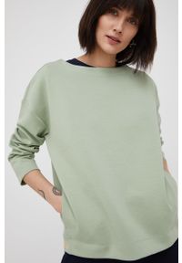 Geox bluza damska kolor zielony gładka. Kolor: zielony. Materiał: włókno, dzianina. Długość rękawa: długi rękaw. Długość: długie. Wzór: gładki #7