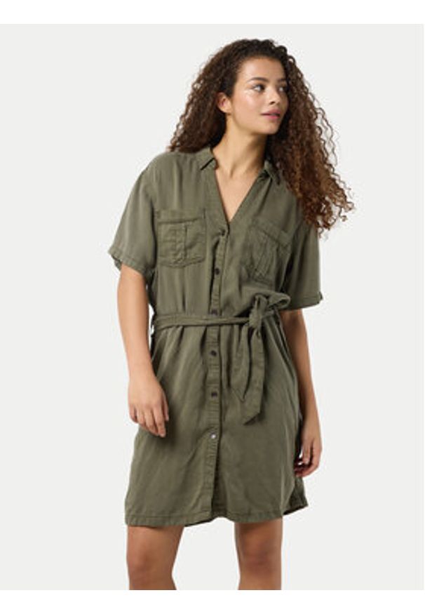 Noisy may - Noisy May Sukienka koszulowa Nera 27033063 Zielony Relaxed Fit. Kolor: zielony. Materiał: lyocell. Typ sukienki: koszulowe