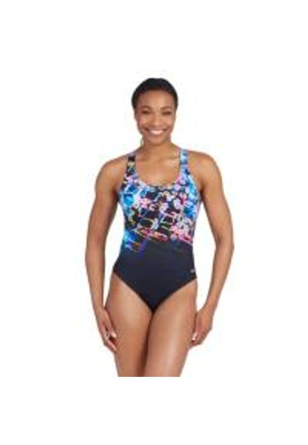 ZOGGS - Strój Kąpielowy Zoggs Actionback – Cyfrowy Nadruk Stokrotek – Rozmiar 32. Kolor: niebieski. Wzór: nadruk