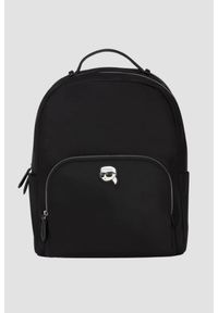 Karl Lagerfeld - KARL LAGERFELD Czarny plecak Ikon Nylon Backpack. Kolor: czarny. Materiał: nylon