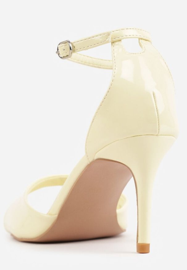 Renee - Żółte Eleganckie Sandały na Szpilce z Paskiem z Klamerką Berose. Zapięcie: pasek. Kolor: żółty. Obcas: na szpilce. Styl: elegancki. Wysokość obcasa: średni