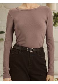 Sinsay - Koszulka z długimi rękawami - brązowy. Kolor: brązowy. Długość rękawa: długi rękaw. Długość: długie #1