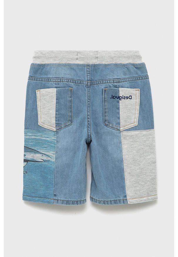 Desigual szorty jeansowe dziecięce melanżowe regulowana talia. Okazja: na co dzień. Kolor: niebieski. Materiał: jeans. Wzór: melanż. Styl: casual