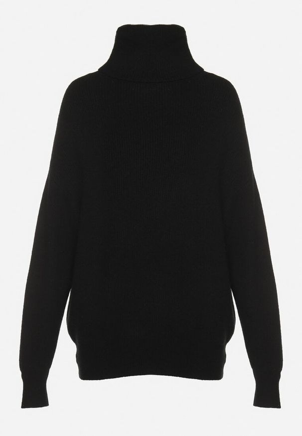 Born2be - Czarny Golf o Klasycznym Kroju z Kaszmirem Azifra. Okazja: na spotkanie biznesowe. Typ kołnierza: golf. Kolor: czarny. Materiał: kaszmir. Styl: klasyczny