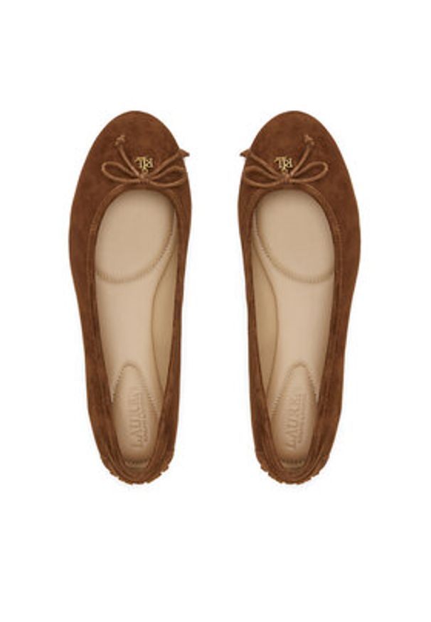 Lauren Ralph Lauren - LAUREN RALPH LAUREN Baleriny 802951376001 Brązowy. Kolor: brązowy. Materiał: zamsz, skóra