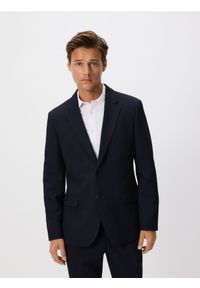 Reserved - Marynarka slim fit z wiskozą - granatowy. Kolor: niebieski. Materiał: wiskoza