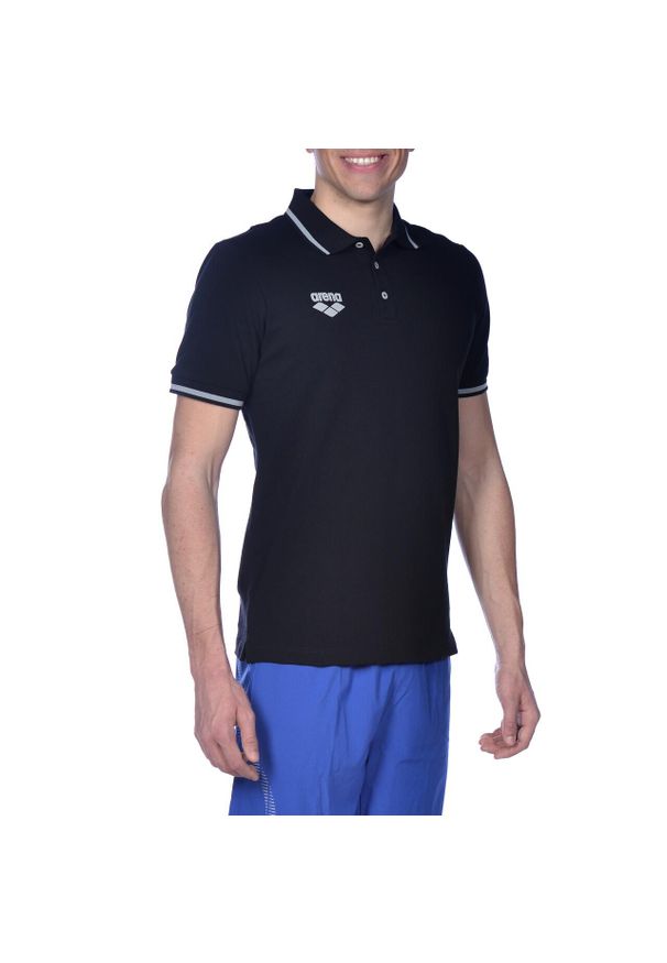 Koszulka polo Arena Team Line. Okazja: na co dzień. Typ kołnierza: polo. Kolor: czarny. Materiał: bawełna. Styl: elegancki, casual