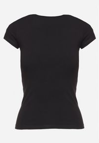 Born2be - Czarny T-shirt Bawełniany Ozdobiony Cyrkoniami Heronia. Okazja: na co dzień. Kolor: czarny. Materiał: bawełna. Długość rękawa: krótki rękaw. Długość: krótkie. Wzór: aplikacja. Styl: casual, sportowy #6