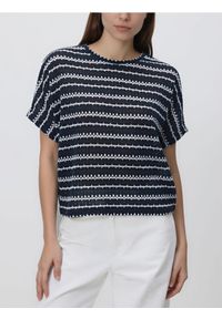 Reserved - Wzorzysta bluzka - granatowy. Kolor: niebieski. Materiał: dzianina #1