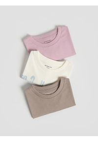 Reserved - Bawełniany t-shirt 3 pack - fioletowy. Kolor: fioletowy. Materiał: bawełna #1