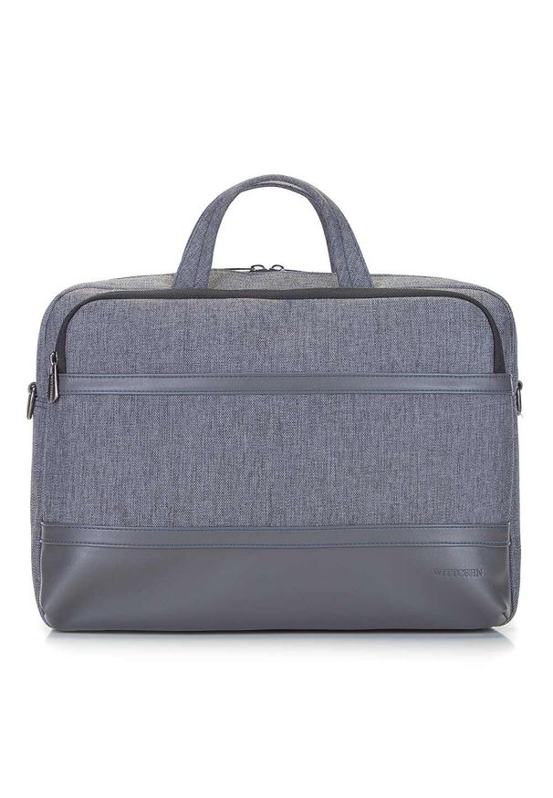 Wittchen - Męska torba na laptopa 15,6” z panelem z ekoskóry szara. Kolor: szary. Materiał: poliester. Styl: klasyczny, casual, elegancki, biznesowy