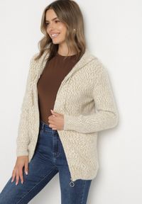 Born2be - Jasnozielony Kardigan z Wełną na Suwak z Kapturem Zenlina. Okazja: na co dzień. Typ kołnierza: kaptur. Kolor: zielony. Materiał: wełna. Styl: casual #4