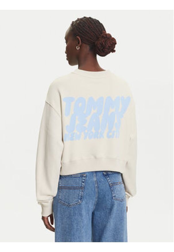 Tommy Jeans Bluza DW0DW21345 Beżowy Relaxed Fit. Kolor: beżowy. Materiał: bawełna