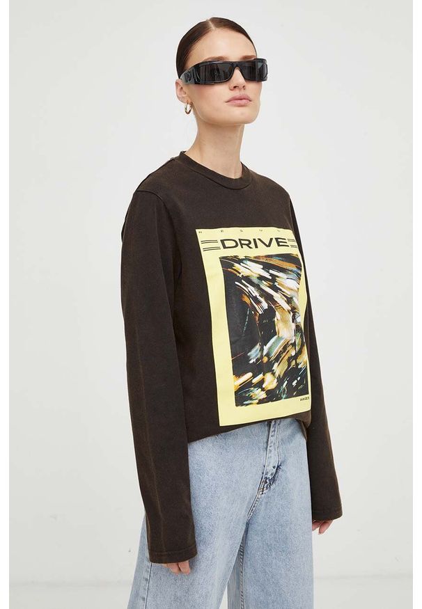 Resume - Résumé longsleeve bawełniany kolor czarny. Kolor: czarny. Materiał: bawełna. Długość rękawa: długi rękaw. Wzór: nadruk. Styl: klasyczny