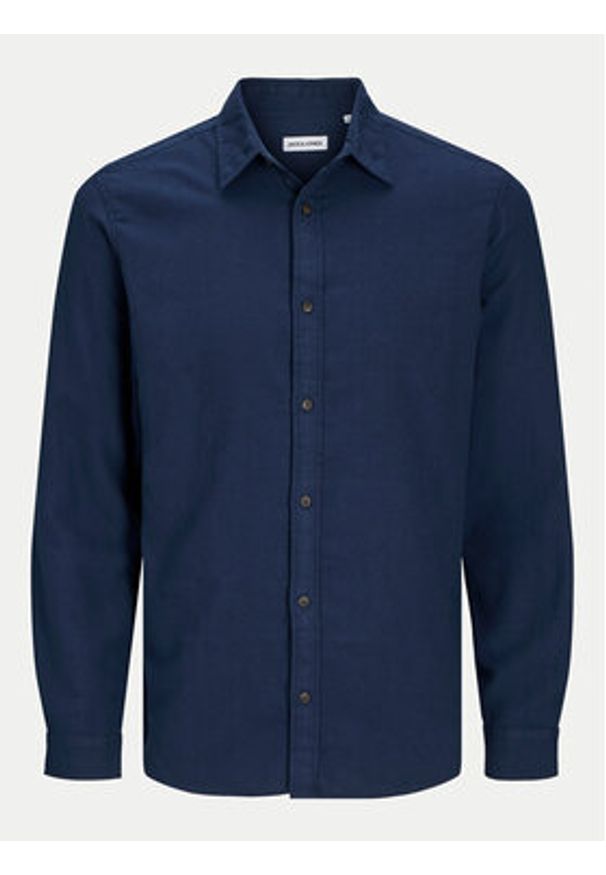 Jack & Jones - Jack&Jones Koszula Joshua 12258429 Granatowy Slim Fit. Kolor: niebieski. Materiał: syntetyk, bawełna