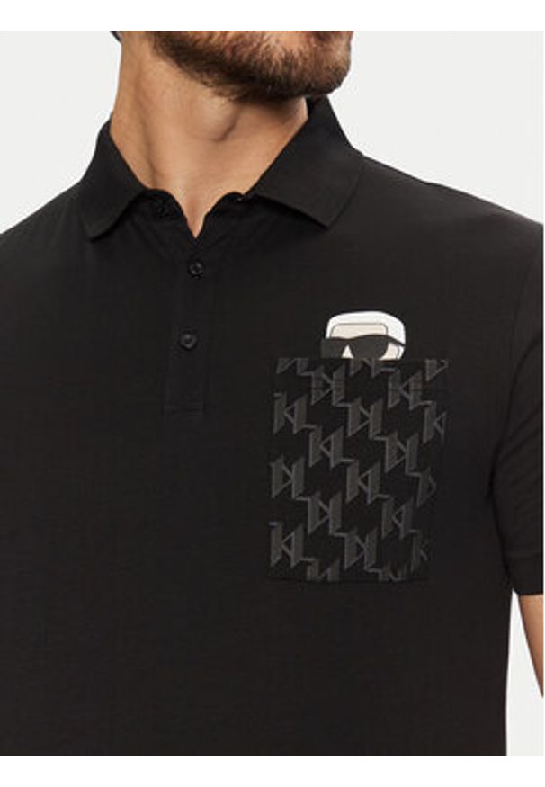 Karl Lagerfeld - KARL LAGERFELD Polo 745091 551251 Czarny Regular Fit. Typ kołnierza: polo. Kolor: czarny. Materiał: bawełna