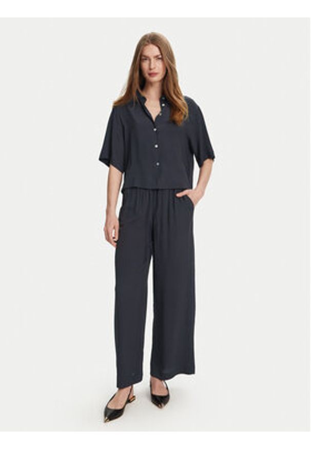Marella Spodnie palazzo Vivaio 2513131054 Granatowy Wide Leg. Kolor: niebieski. Materiał: acetat