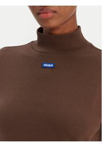 Hugo - HUGO Golf Easy 50525318 Brązowy Regular Fit. Typ kołnierza: golf. Kolor: brązowy. Materiał: bawełna #3