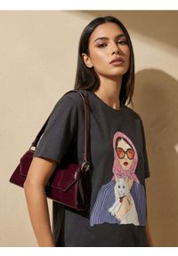 Sinsay - Bawełniana koszulka z nadrukiem - szary. Kolor: szary. Materiał: bawełna. Wzór: nadruk #1