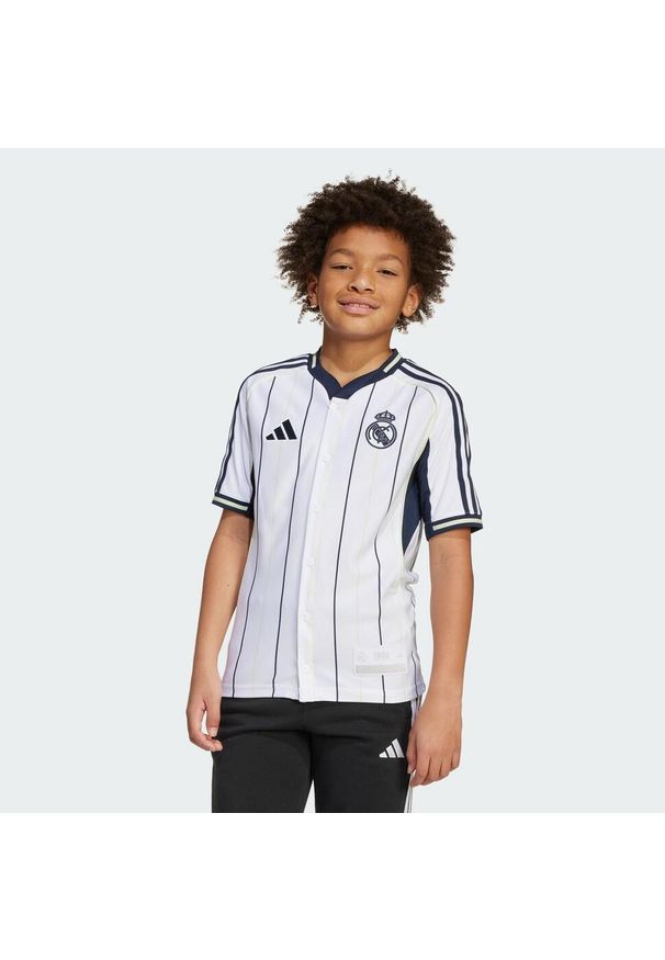 Adidas - Koszulka dziecięca Real Madryt US Pack. Kolor: niebieski, wielokolorowy, biały. Sport: piłka nożna