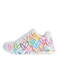 skechers - Damski Obuwie Sportowe Skechers One Highlight Love Białe. Okazja: na co dzień, na spacer. Kolor: biały, wielokolorowy. Materiał: syntetyk, materiał. Model: Skechers Sport. Sport: turystyka piesza