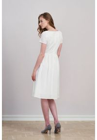 Marie Zélie - Sukienka Melania haft biały. Kolor: biały. Materiał: bawełna, skóra, materiał. Długość rękawa: krótki rękaw. Wzór: haft #4