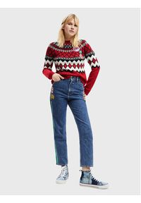 Desigual Sweter Buddy 22WWJFAN Czerwony Relaxed Fit. Kolor: czerwony. Materiał: syntetyk