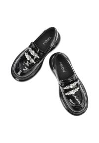 Czarne Półbuty Tuffoni Damskie Eleganckie Obuwie. Okazja: na co dzień. Kolor: czarny. Materiał: skóra, lakier. Styl: casual, elegancki, klasyczny #5