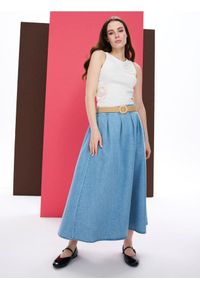 Sinsay - Jeansowa spódnica midi z paskiem - niebieski. Kolor: niebieski. Materiał: jeans #1