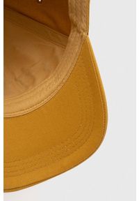Guess czapka z daszkiem bawełniana kolor żółty z aplikacją. Kolor: żółty. Materiał: bawełna. Wzór: aplikacja #2