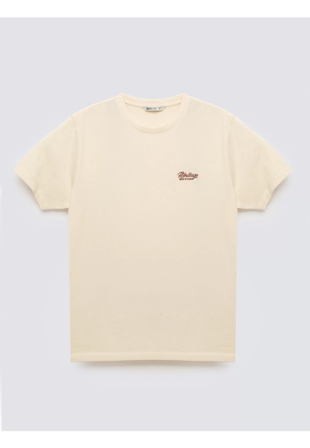 Big-Star - Koszulka męska z nadrukiem na piersi kremowa Serer 103. Kolor: biały. Materiał: bawełna. Wzór: nadruk