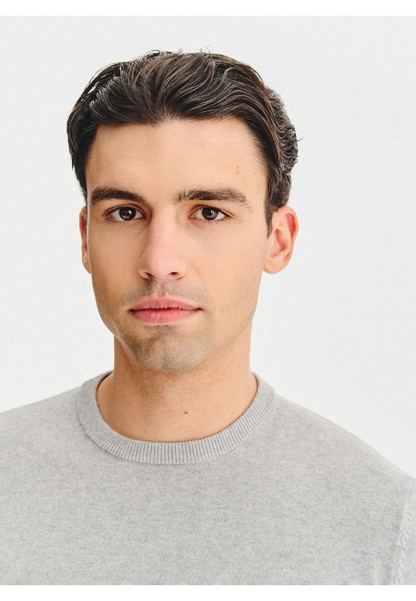 Pako Lorente - PAKO LORENTE – Szary bawełniany sweter z kaszmirem. Okazja: na co dzień. Kolor: szary. Materiał: bawełna, kaszmir. Sezon: jesień. Styl: casual