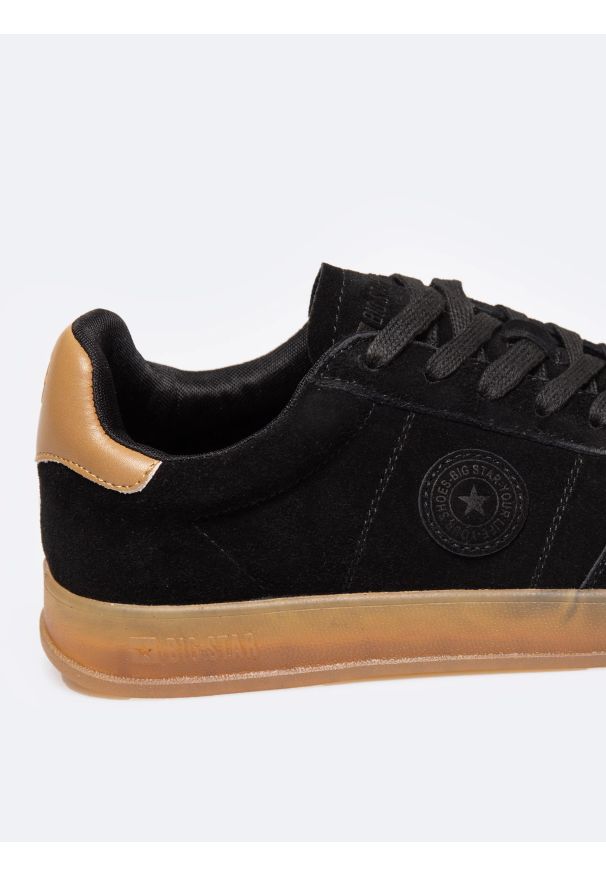 Big-Star - Sneakersy damskie ze skóry naturalnej zamszowej czarne RR274851 906. Zapięcie: sznurówki. Kolor: czarny. Materiał: zamsz, skóra. Szerokość cholewki: normalna