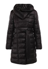 Born2be - Czarna Kurtka Pikowana Nikessa. Typ kołnierza: bez kaptura. Kolor: czarny. Materiał: materiał, tkanina. Długość: długie. Wzór: aplikacja #4