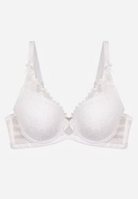 Renee - Biały Biustonosz Ozdobiony Koronką i Kokardkami Sellene. Kolor: biały. Materiał: koronka. Wzór: koronka, aplikacja #2