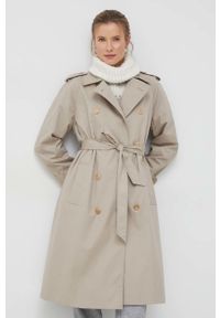 TOMMY HILFIGER - Tommy Hilfiger trencz bawełniany kolor beżowy przejściowy. Kolor: beżowy. Materiał: bawełna. Długość rękawa: raglanowy rękaw. Styl: klasyczny #6