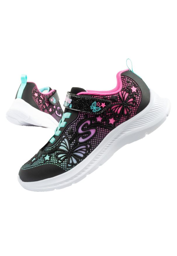 skechers - Buty sportowe dla dziewczynki Skechers Jumpsters. Kolor: wielokolorowy, czarny. Materiał: tworzywo sztuczne, materiał, tkanina. Szerokość cholewki: normalna. Model: Skechers Sport. Sport: turystyka piesza